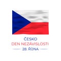 Czechia Independence Day lettering in Czech language with flag. Czech Republic holiday celebrated on October 28. Vector template