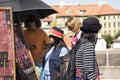 Czechia people and foreigner travelers looking and buy souvenir