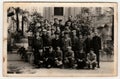 Vintage photo shows the boys class on a school trip, circa 1950