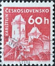 Czechoslovakia Circa 1960 : A postage stamp printed in Czechoslovakia showing the KarlÃÂ¡tejn castle