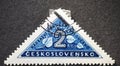 Czechoslovakia Circa 1953: A postage stamp printed in Czechoslovakia showing a postal stamp for personal delivery with the number