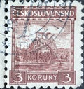 Czechoslovakia Circa 1931: A postage stamp printed in Czechoslovakia showing the Orava castle