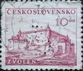 Czechoslovakia Circa 1949 : A postage stamp printed in Czechoslovakia showing the Zvolen Castle