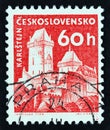 CZECHOSLOVAKIA - CIRCA 1960: A stamp printed in Czechoslovakia from the `Czechoslovak Castles` issue shows Karlstejn castle