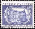 CZECHOSLOVAKIA - CIRCA 1957: A stamp printed in Czechoslovakia shows Polytechnic Engineering Schools Building, Prague, circa 1957.