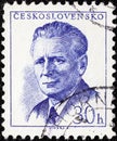 CZECHOSLOVAKIA - CIRCA 1958: A stamp printed in Czechoslovakia shows president Antonin Novotny, circa 1958.