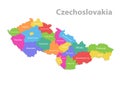 Czechoslovakia map, administrative division with names, colors map isolated on white background