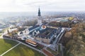 01.03.2023 Czestochowa, Poland. Aerial shot of a monastery of Jasna Gora famous church in Poland