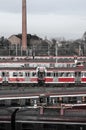 CZESTOCHOWA, POLAND - OCTOBER 21, 2014: old and not used PKP trains on sidetrack awaiting sale near depot Royalty Free Stock Photo