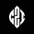 CZI circle letter logo design with circle and ellipse shape. CZI ellipse letters with typographic style. The three initials form a Royalty Free Stock Photo