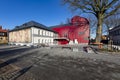 Czluchow, Pomeranian Voivodeship Poland - December, 30, 2020: Renovated building of a community center in Central Europe. Artists