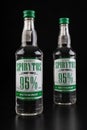 Czluchow, pomorskie / Poland - March, 9, 2020: Polish spirit 95% in a glass bottle. Strong Polish vodka