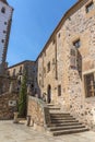 View at the St Jorge plaza, tourist people visiting and San Francisco Javier Church, or Preciosa Sangre Church as background, an