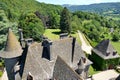 The CÃÂ¨re valley seen from the keep of the castle of Pesteils