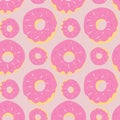 Pink doughnut seamless pattern. Confection and dessert, tasty candy, pastry and bake