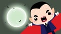 Halloween cartoon Count Dracula against full moon light Royalty Free Stock Photo