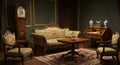 Opulent drawing room featuring Victorian-style furniture. Royalty Free Stock Photo