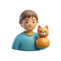 3D Cartoon Person Holding Orange Cat with Rounded Features and Smooth Textures on White Background Royalty Free Stock Photo