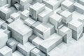 3d abstract arrangement of concrete cubes and rectangular blocks in a grayscale palette Royalty Free Stock Photo