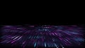 3d abstract art background render, circles and dots with rays on the black, retrowave and synthwave illustration.