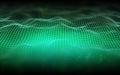 3D abstract background with a digital wireframe landscape with shallow depth of field