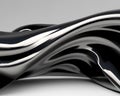 3D abstract background with flowing monochrome glossy waves
