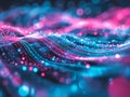 3d abstract background with glowing particles. wave with depth of field and bokeh. 3d render Generative AI Royalty Free Stock Photo