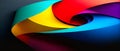 3D Abstract background and goal to develop the creativity of business investments with paper rolls into futuristic rainbow