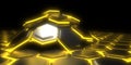 3D abstract background with neon lights.pattern hexagon background. 3d illustration Royalty Free Stock Photo