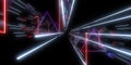 3D abstract background with neon lights. neon tunnel .space construction . 3d illustration Royalty Free Stock Photo