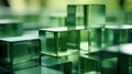 3D abstract background of reflective green glass cubes with copy space Royalty Free Stock Photo