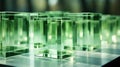 3D abstract background of reflective green glass cubes with copy space Royalty Free Stock Photo