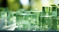 3D abstract background of reflective green glass cubes with copy space Royalty Free Stock Photo