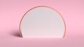 3d abstract background render. Pink platform for product display. Interior podium place. Blank decoration template for