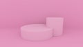 3d abstract background render. Pink platform for product display. Interior podium place. Blank decoration template for