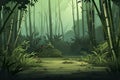 2D abstract bamboo forest background environment for mobile adventure or battle game.