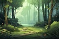 2D abstract bamboo forest background environment for mobile adventure or battle game.