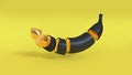 abstract banana 3d rendering yellow background