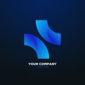 3d abstract blue gradient cross logo template Royalty Free Stock Photo