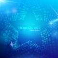 3D abstract blue mesh star background with circles, lens flares and glowing reflections. Royalty Free Stock Photo