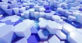 3d abstract blue plastic hexagon block environment