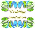 3D abstract border white background 3D vegetal pattern place for text wedding invitation booklet banner pastel colors