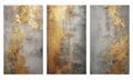 3d abstract canvas wall art. golden grunge shapes in metal gray background