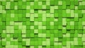 3D Abstract cubes. Video game geometric mosaic waves pattern. Construction of hills landscape using brown and green grass blocks.