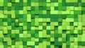 3D Abstract cubes. Video game geometric mosaic waves pattern. Construction of hills landscape using green grass blocks