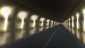 3D Abstract Dark Underground Road Long Tunnel