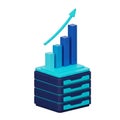 3D Abstract Data Stack with Upward Trending Arrow Keywords: data, analytics, growth, finance, business, statistics, chart, graph, Royalty Free Stock Photo