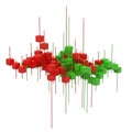 3D Abstract Data Visualization with Red and Green Cubes and Vertical Lines image photo Royalty Free Stock Photo