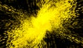 3D abstract digital technology particles fragmentation and mixing of yellow on black background Royalty Free Stock Photo