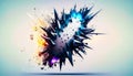 3d abstract explosion with colorful sparks on white background. Generative AI Royalty Free Stock Photo